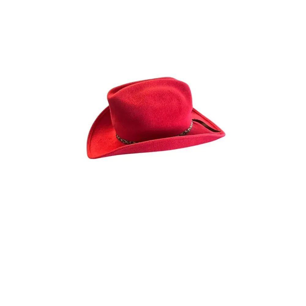 Eric Javits Wool RED LEOPARD PRINT BAND Felt Fedora Hat - Picture 3 of 6